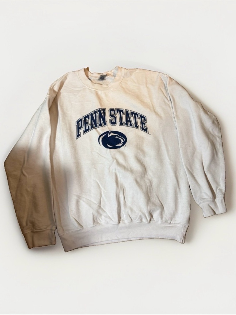 Gildan White Crewneck Sweatshirt with Navy Penn State Logo